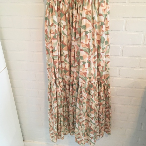 Abercrombie & Fitch Maxi dress Cotton Lined Tiered Pleated Knotted Strap Sz S - Picture 10 of 14
